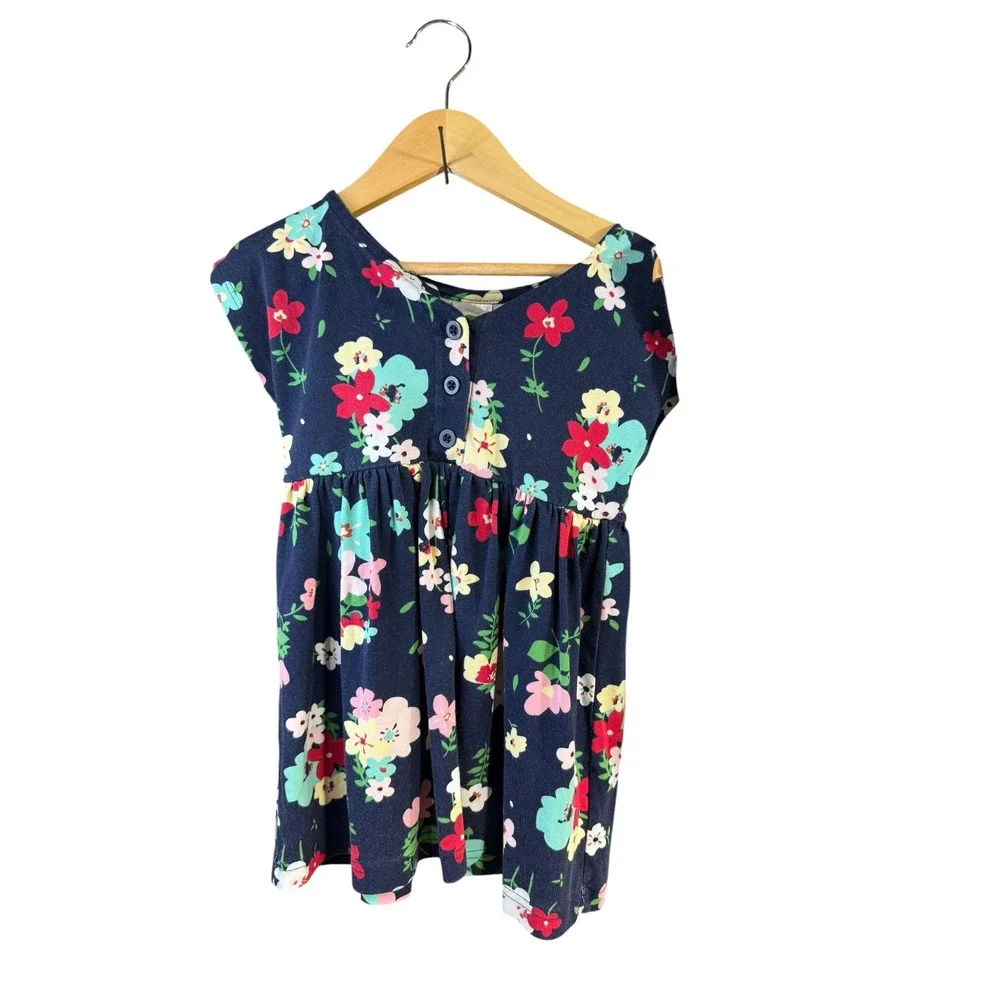 Hanna Andersson Girls 100cm US 4 Floral & Striped Cotton Dress Lot of 2